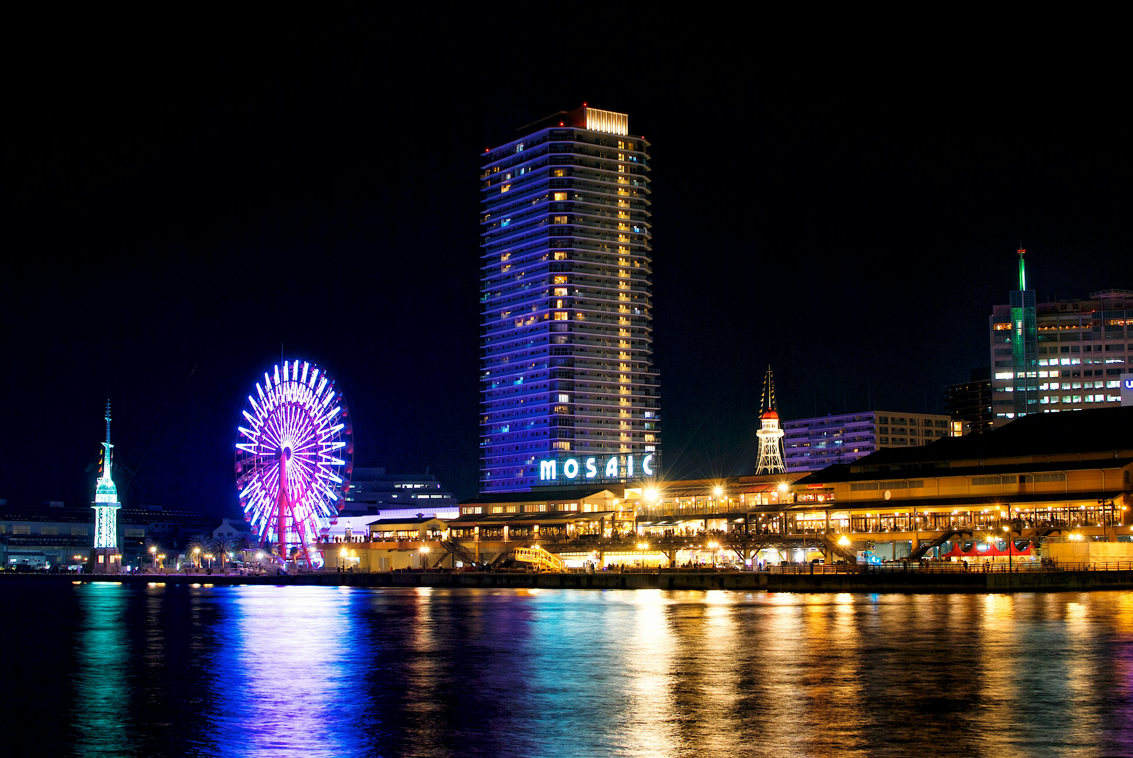 city skyline during night time